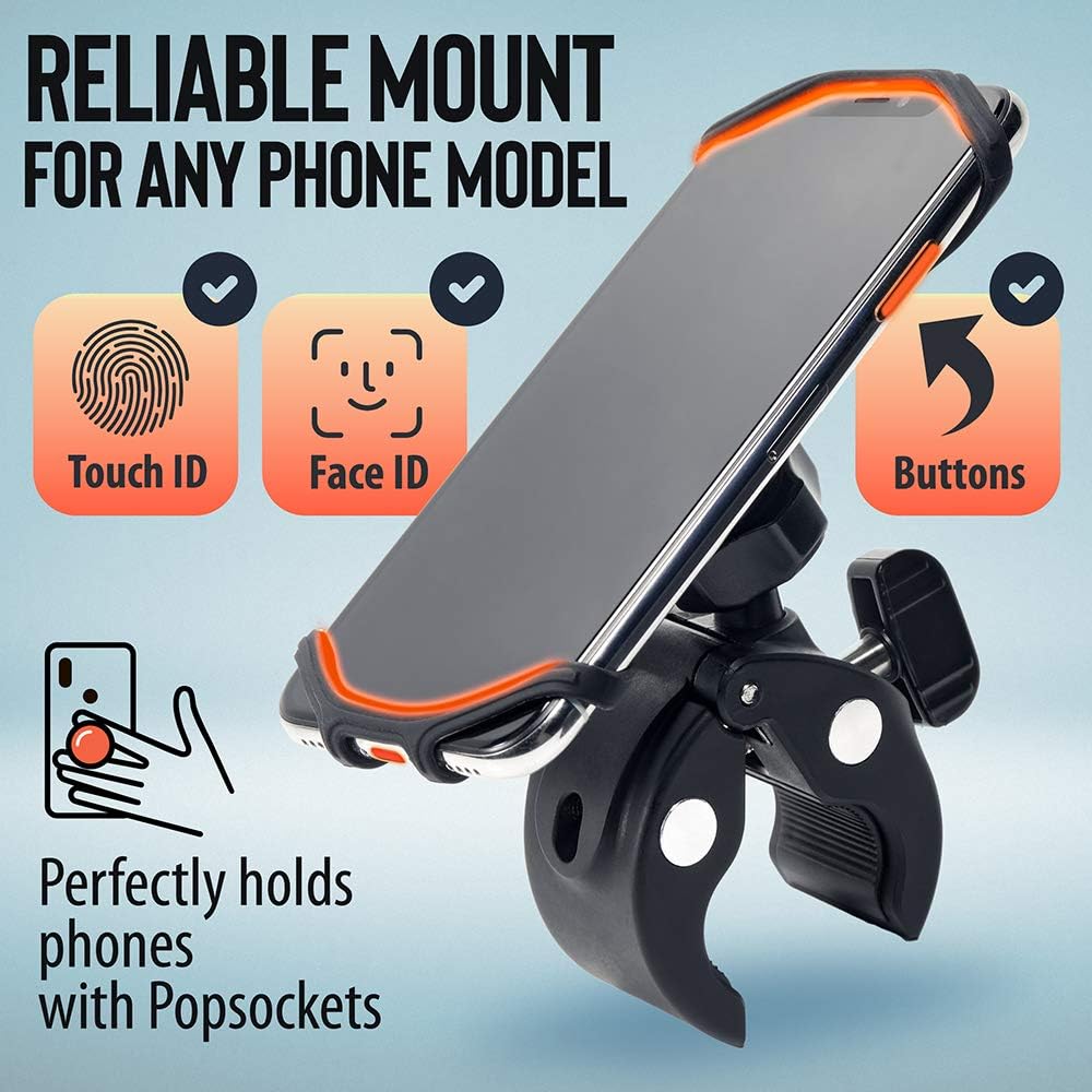 Upgraded 2025 Bicycle & Motorcycle Phone Mount - The Most Secure & Reliable Bike Phone Holder for iPhone, Samsung or Any Smartphone. Stress-Resistant & Highly Adjustable. x10 to Safeness & Comfort - Image 2